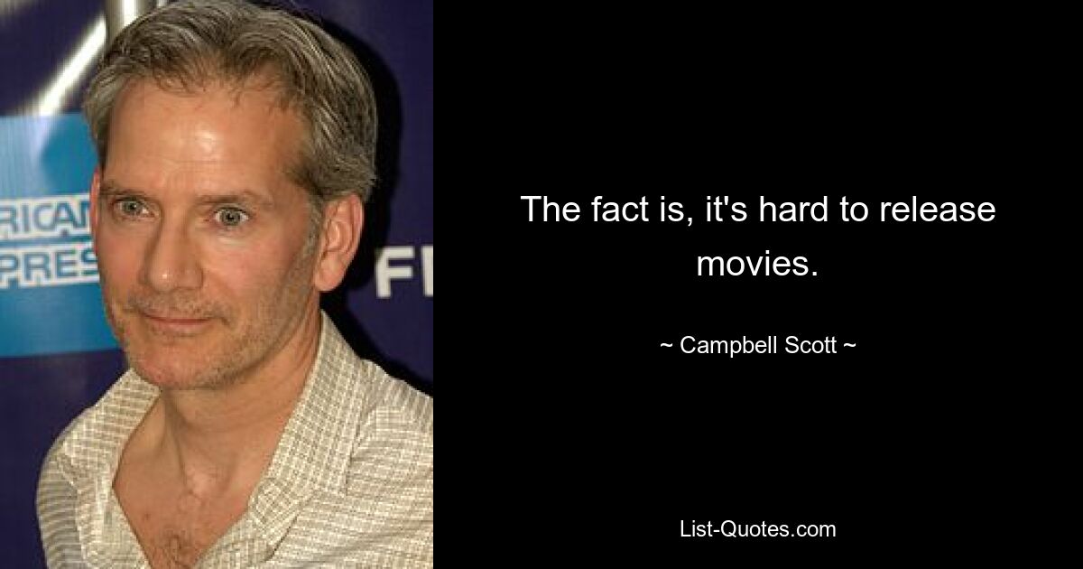 The fact is, it's hard to release movies. — © Campbell Scott