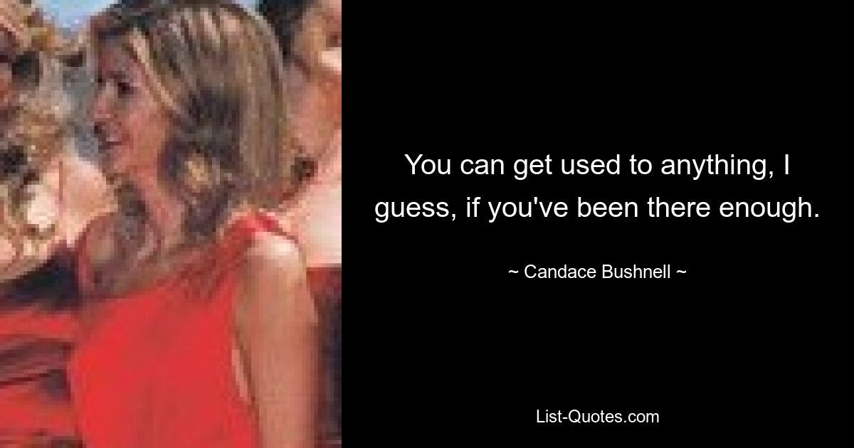 You can get used to anything, I guess, if you've been there enough. — © Candace Bushnell