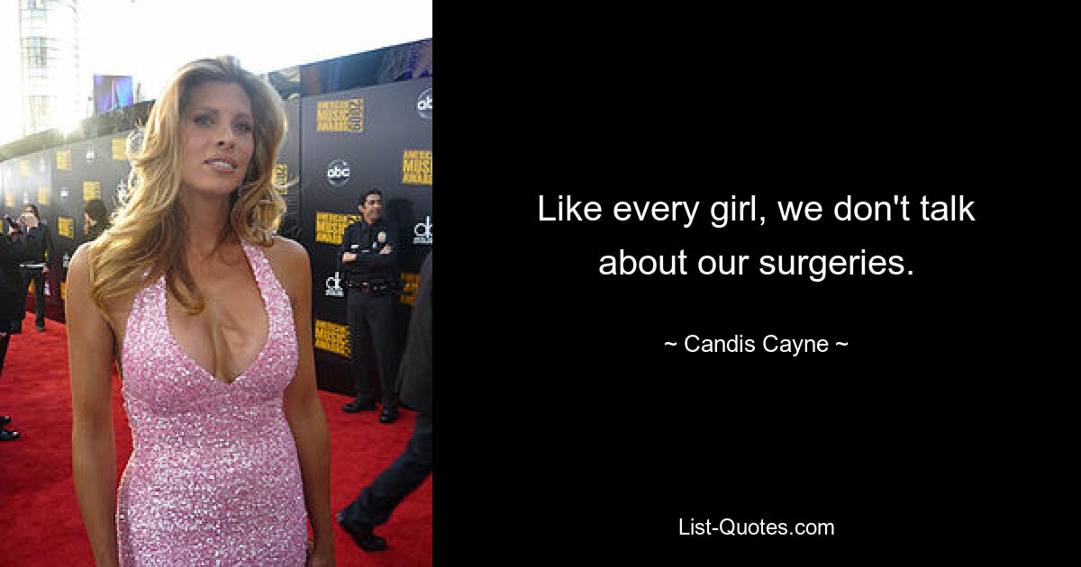 Like every girl, we don't talk about our surgeries. — © Candis Cayne