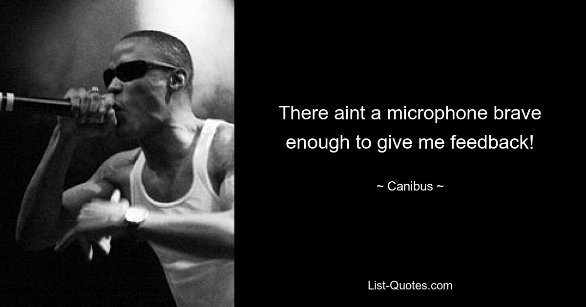 There aint a microphone brave enough to give me feedback! — © Canibus