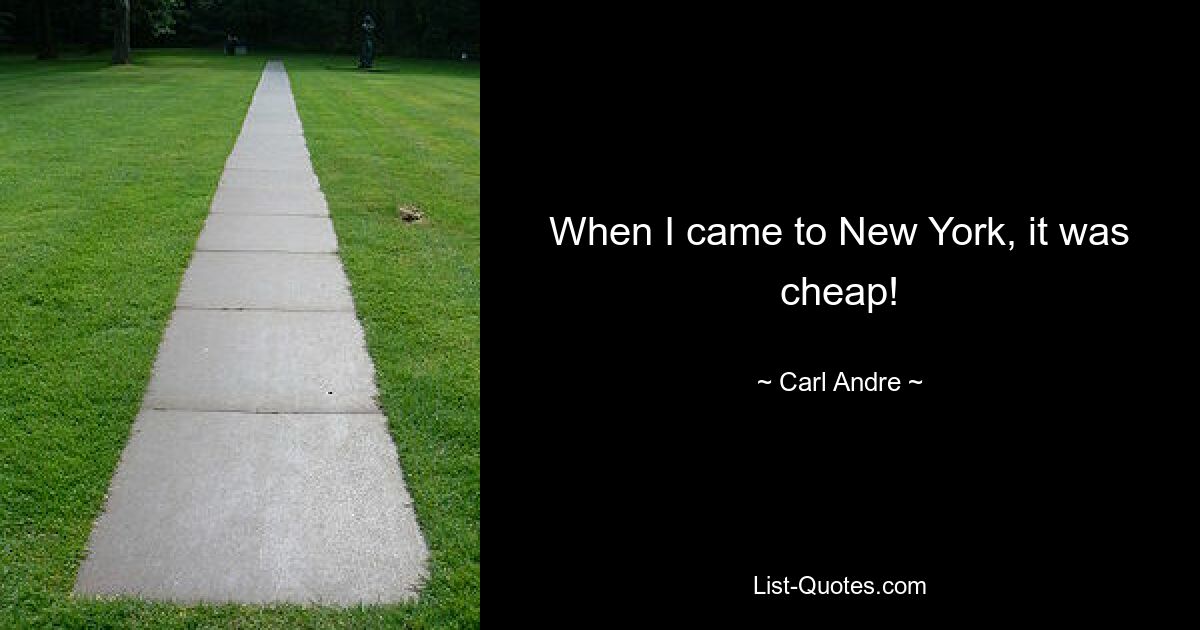 When I came to New York, it was cheap! — © Carl Andre