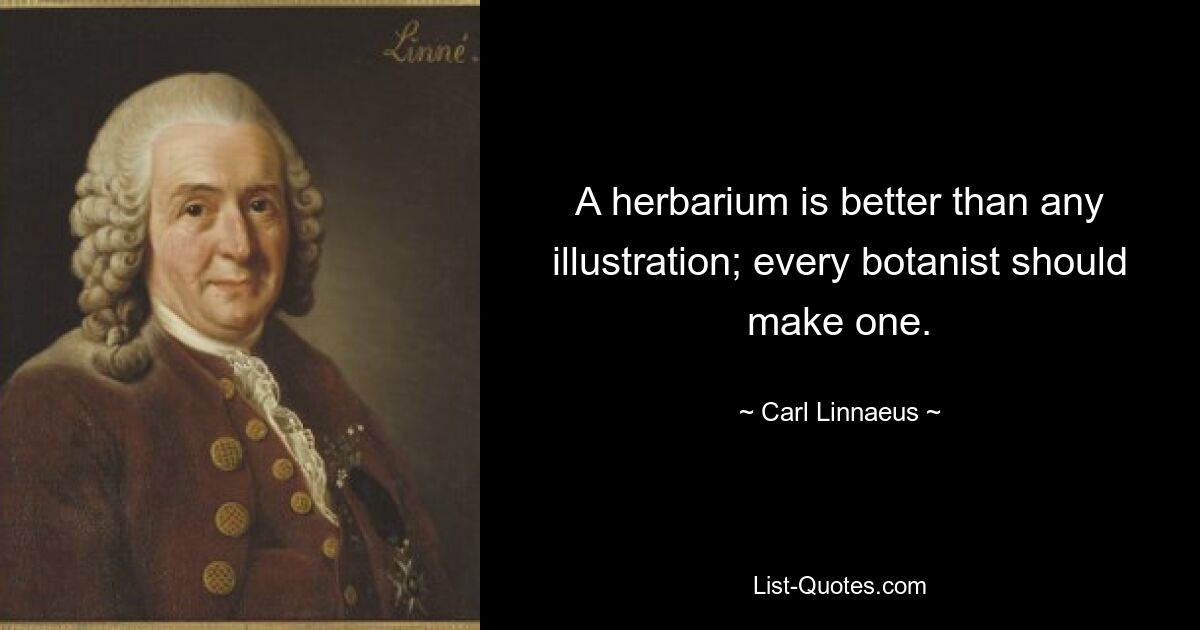 A herbarium is better than any illustration; every botanist should make one. — © Carl Linnaeus