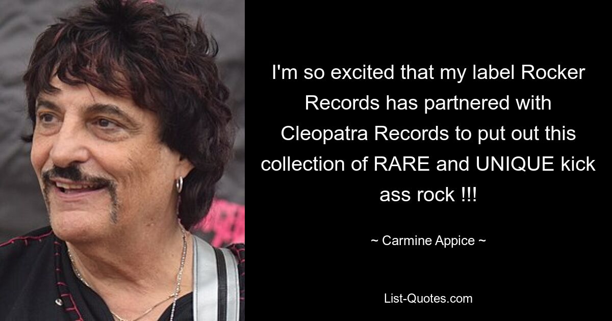 I'm so excited that my label Rocker Records has partnered with Cleopatra Records to put out this collection of RARE and UNIQUE kick ass rock !!! — © Carmine Appice