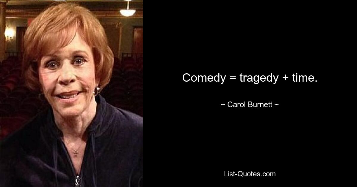 Comedy = tragedy + time. — © Carol Burnett