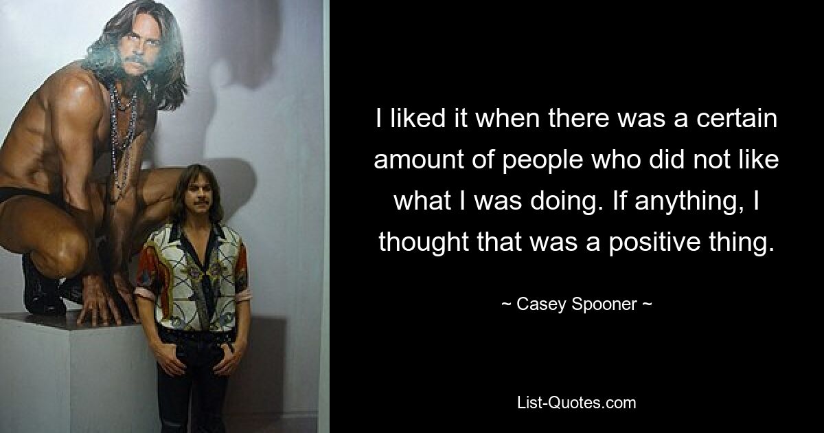 I liked it when there was a certain amount of people who did not like what I was doing. If anything, I thought that was a positive thing. — © Casey Spooner