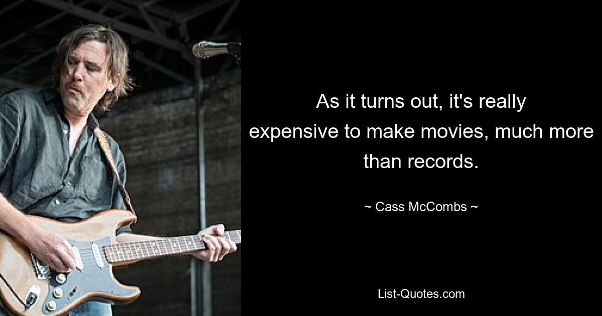 As it turns out, it's really expensive to make movies, much more than records. — © Cass McCombs