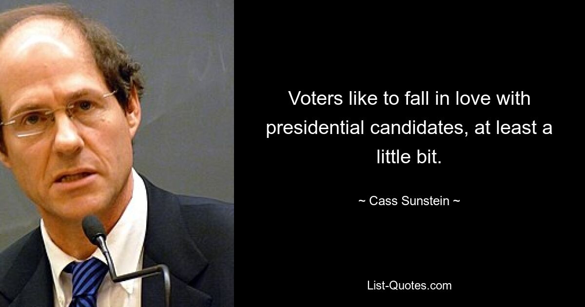 Voters like to fall in love with presidential candidates, at least a little bit. — © Cass Sunstein