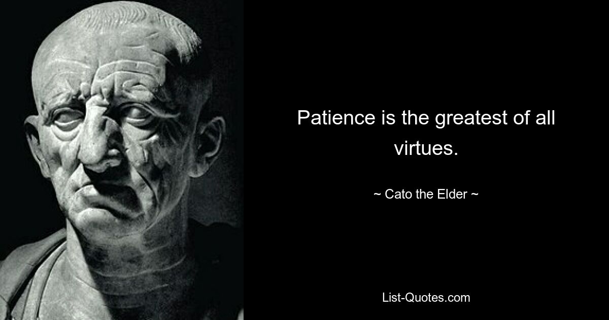 Patience is the greatest of all virtues. — © Cato the Elder