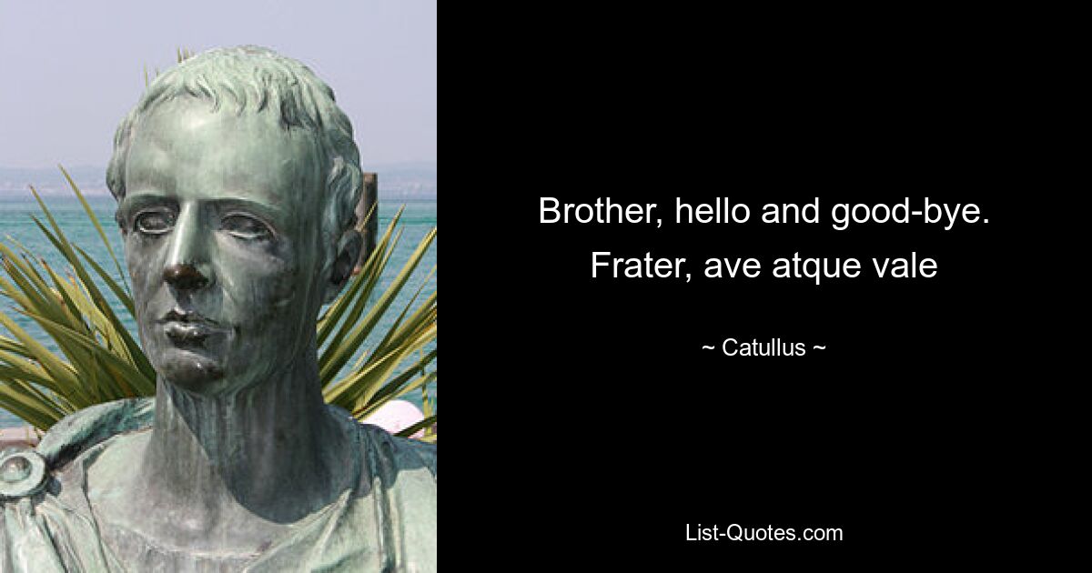 Брат, здравствуй и до свидания. Frater, ave atque Vale — © Catullus 