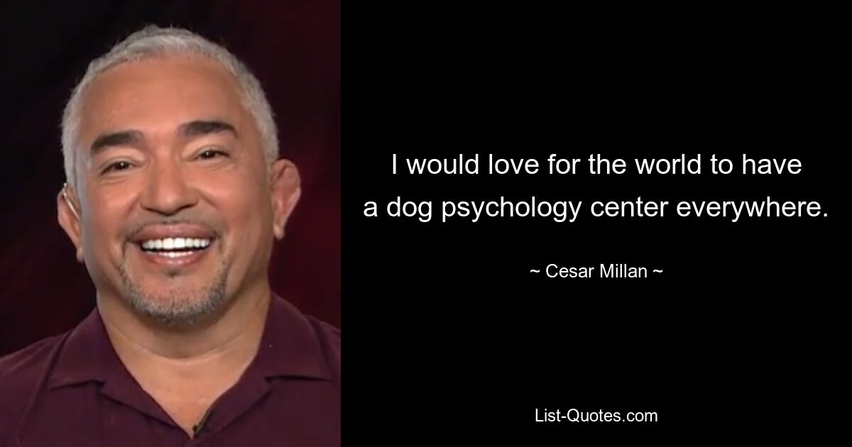 I would love for the world to have a dog psychology center everywhere. — © Cesar Millan