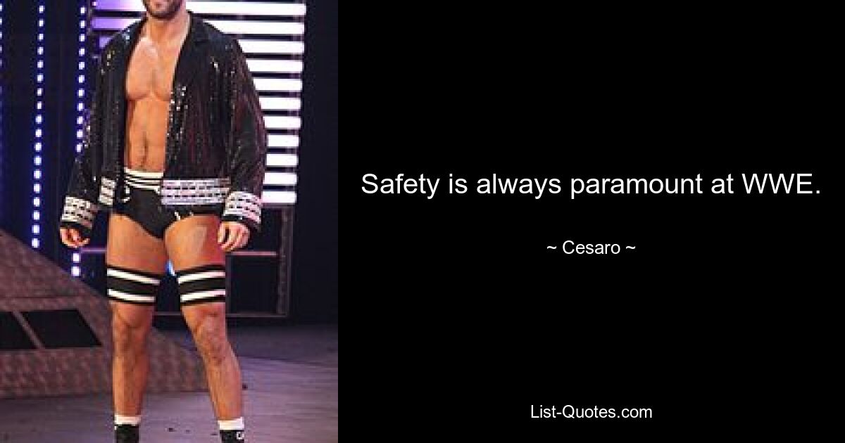 Safety is always paramount at WWE. — © Cesaro