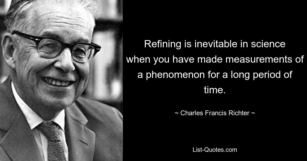 Refining is inevitable in science when you have made measurements of a phenomenon for a long period of time. — © Charles Francis Richter