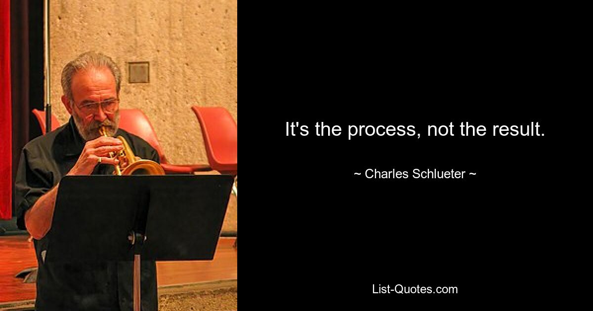 It's the process, not the result. — © Charles Schlueter