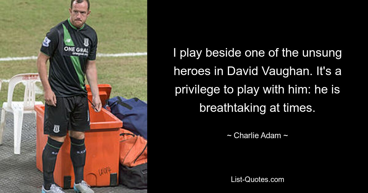 I play beside one of the unsung heroes in David Vaughan. It's a privilege to play with him: he is breathtaking at times. — © Charlie Adam