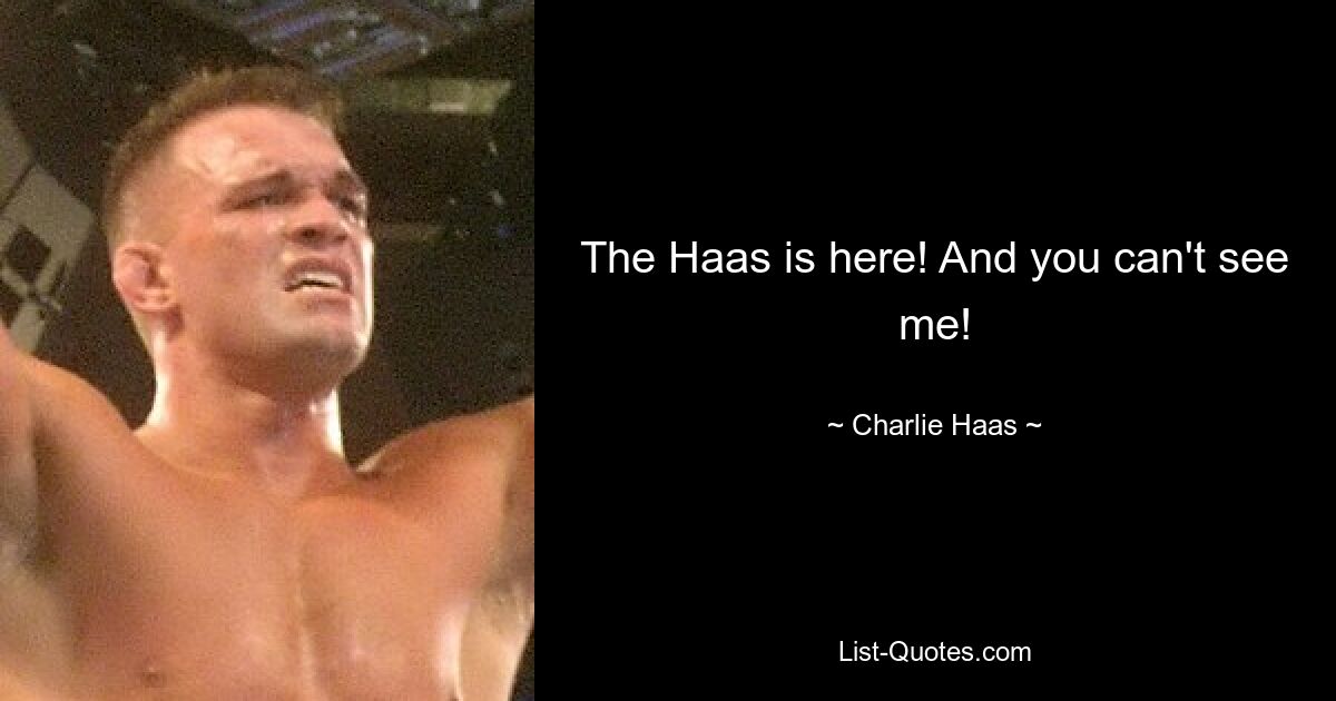 The Haas is here! And you can't see me! — © Charlie Haas