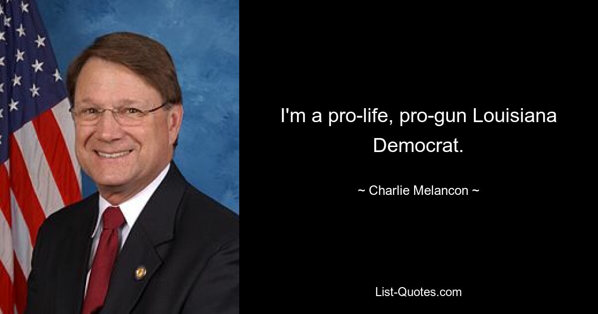 I'm a pro-life, pro-gun Louisiana Democrat. — © Charlie Melancon