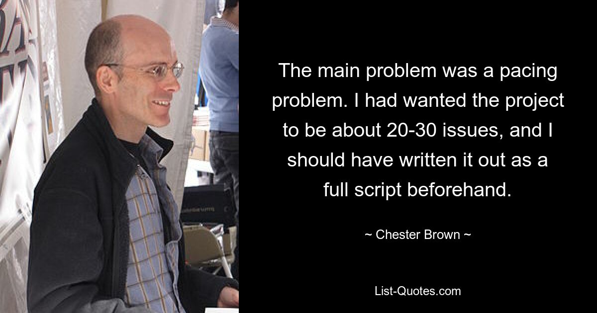 The main problem was a pacing problem. I had wanted the project to be about 20-30 issues, and I should have written it out as a full script beforehand. — © Chester Brown