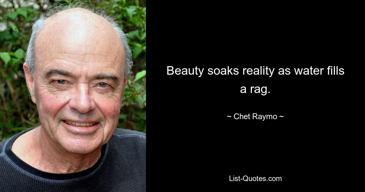 Beauty soaks reality as water fills a rag. — © Chet Raymo