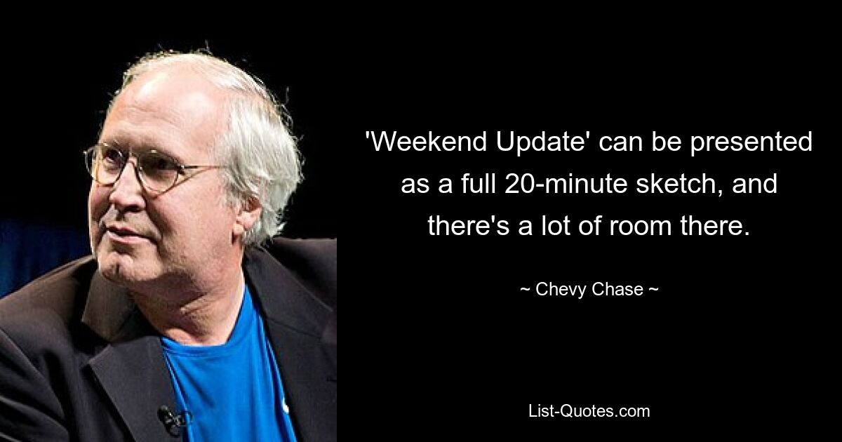 'Weekend Update' can be presented as a full 20-minute sketch, and there's a lot of room there. — © Chevy Chase