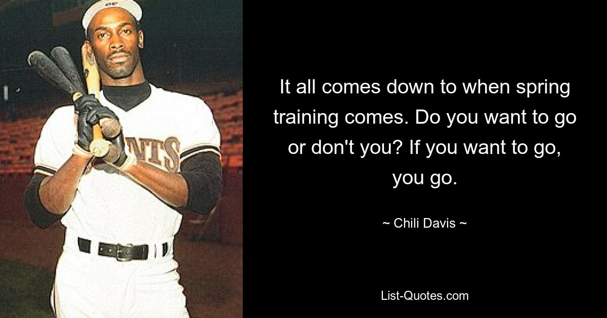 It all comes down to when spring training comes. Do you want to go or don't you? If you want to go, you go. — © Chili Davis