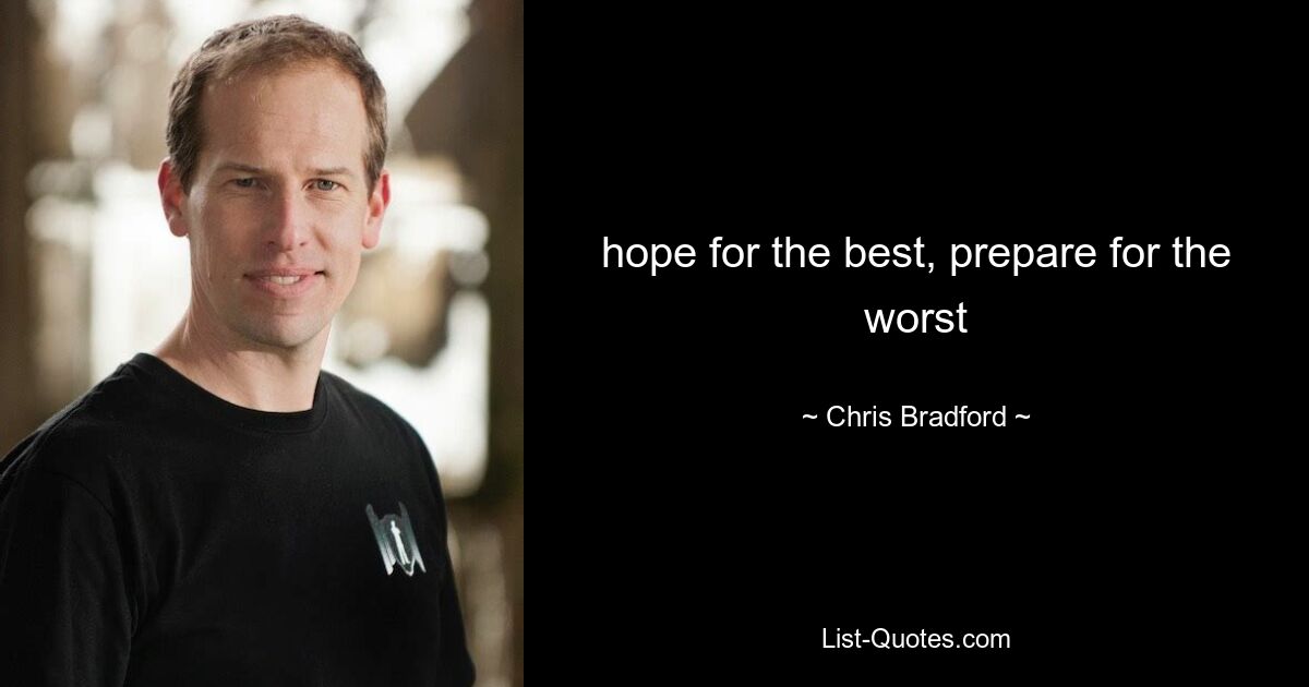 hope for the best, prepare for the worst — © Chris Bradford