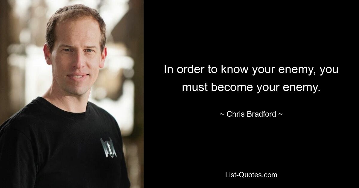 In order to know your enemy, you must become your enemy. — © Chris Bradford