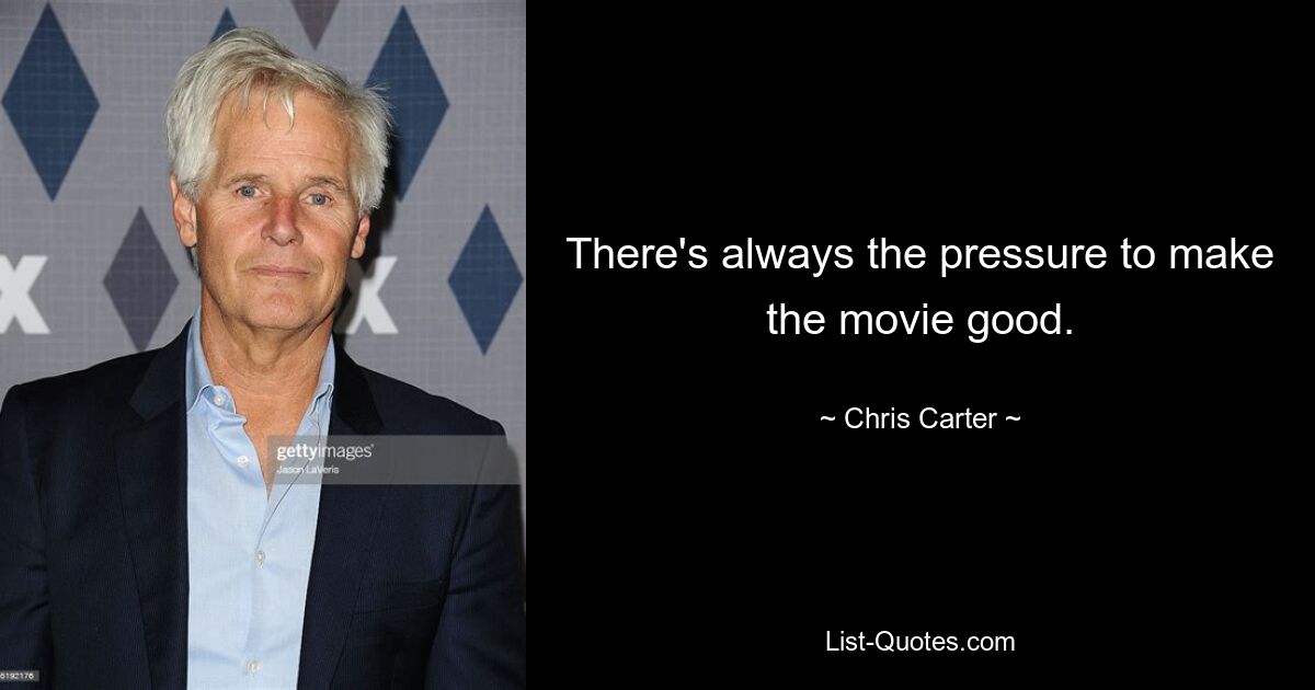 There's always the pressure to make the movie good. — © Chris Carter