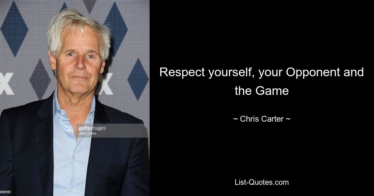 Respect yourself, your Opponent and the Game — © Chris Carter