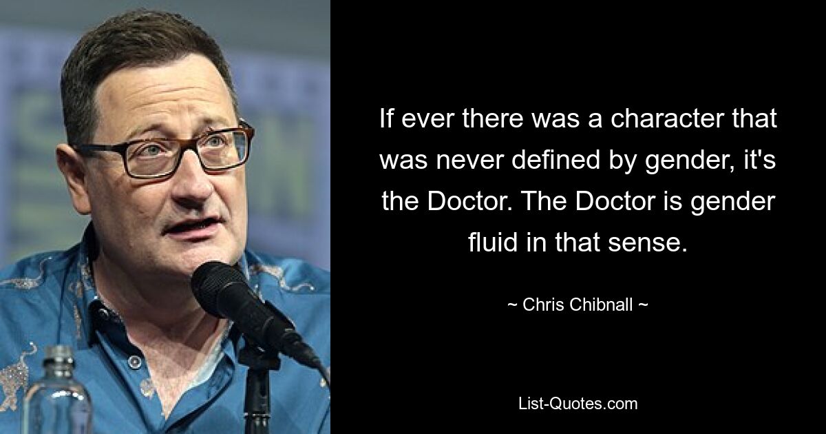 If ever there was a character that was never defined by gender, it's the Doctor. The Doctor is gender fluid in that sense. — © Chris Chibnall