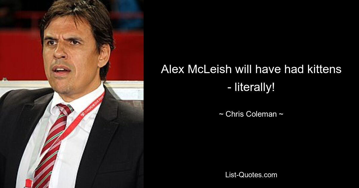 Alex McLeish will have had kittens - literally! — © Chris Coleman