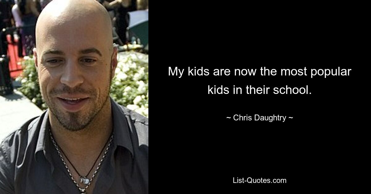 My kids are now the most popular kids in their school. — © Chris Daughtry