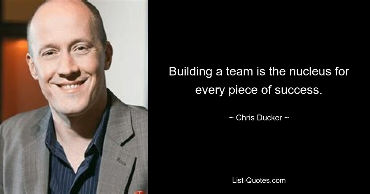 Building a team is the nucleus for every piece of success. — © Chris Ducker