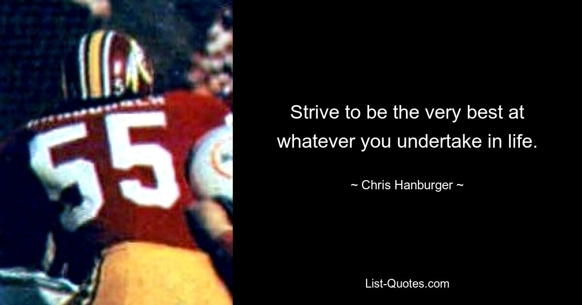 Strive to be the very best at whatever you undertake in life. — © Chris Hanburger