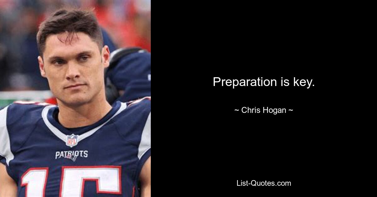 Preparation is key. — © Chris Hogan