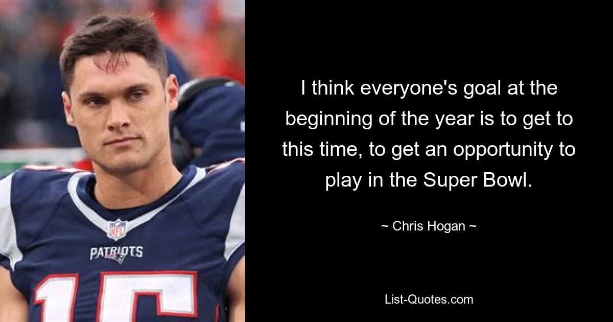 I think everyone's goal at the beginning of the year is to get to this time, to get an opportunity to play in the Super Bowl. — © Chris Hogan