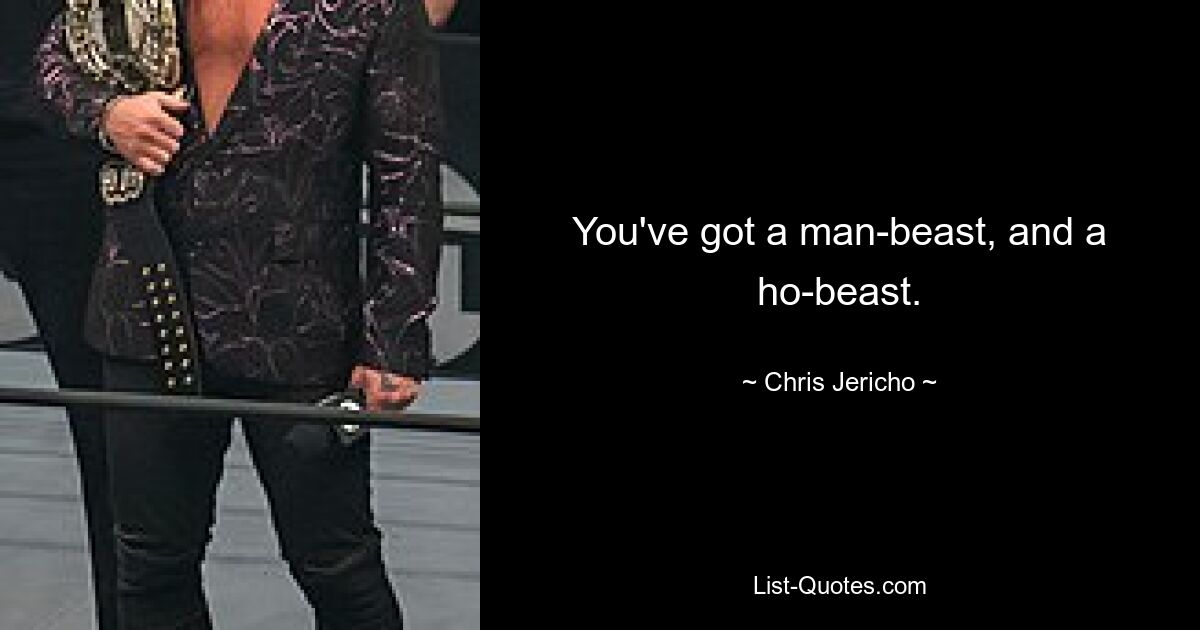 You've got a man-beast, and a ho-beast. — © Chris Jericho