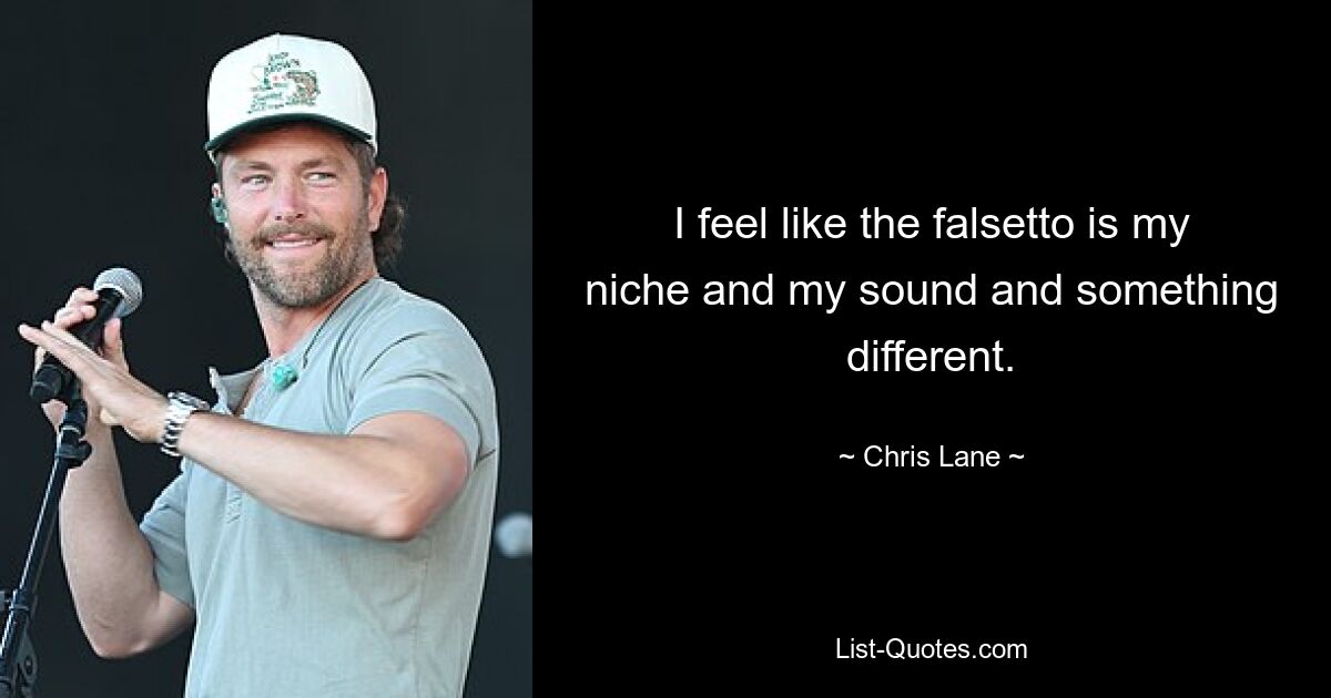 I feel like the falsetto is my niche and my sound and something different. — © Chris Lane