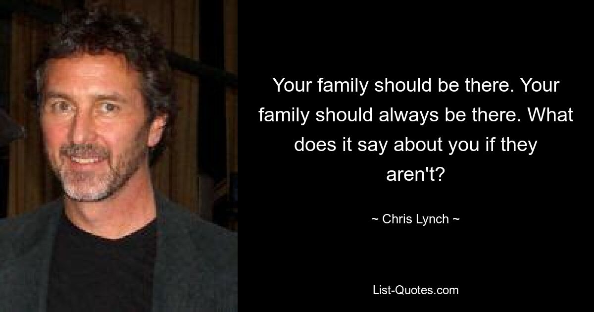 Your family should be there. Your family should always be there. What does it say about you if they aren't? — © Chris Lynch