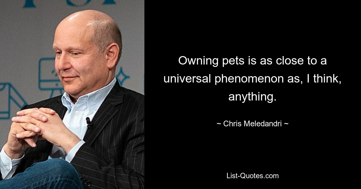 Owning pets is as close to a universal phenomenon as, I think, anything. — © Chris Meledandri