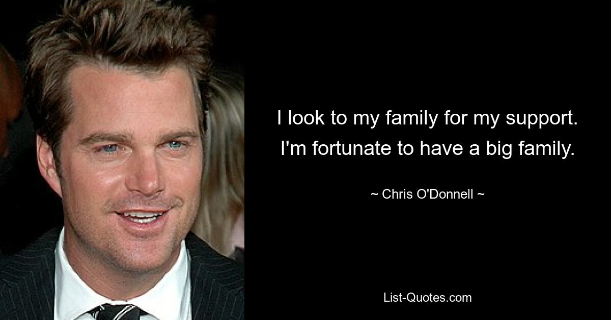 I look to my family for my support. I'm fortunate to have a big family. — © Chris O'Donnell