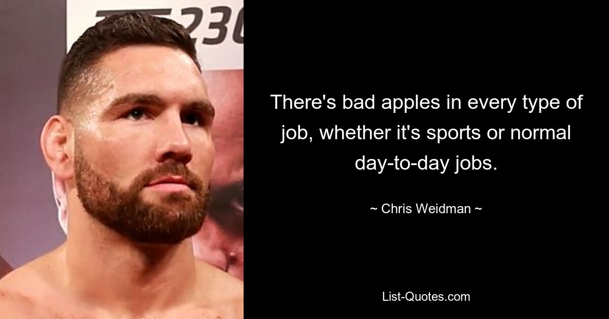 There's bad apples in every type of job, whether it's sports or normal day-to-day jobs. — © Chris Weidman