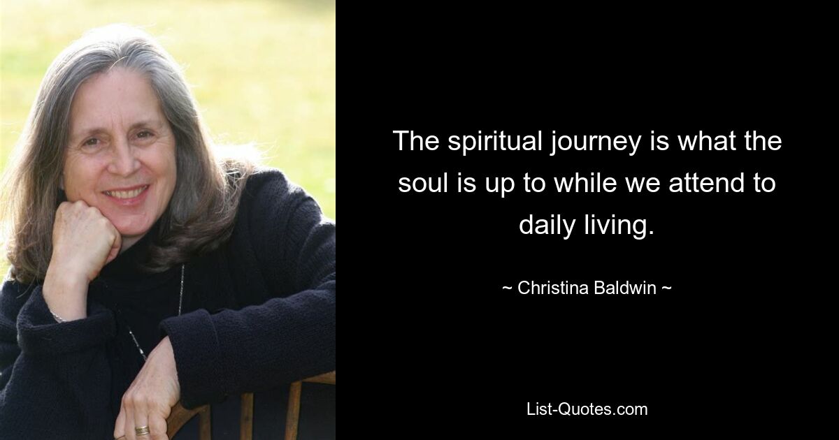 The spiritual journey is what the soul is up to while we attend to daily living. — © Christina Baldwin