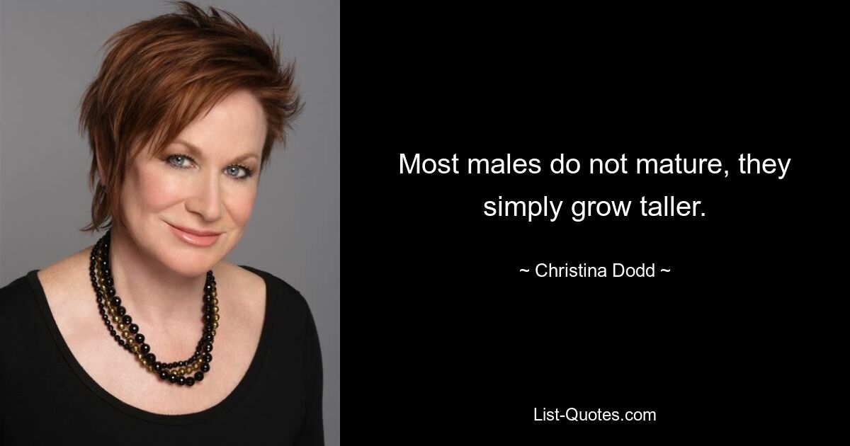 Most males do not mature, they simply grow taller. — © Christina Dodd