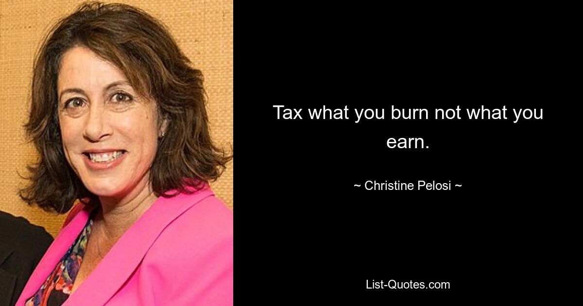 Tax what you burn not what you earn. — © Christine Pelosi