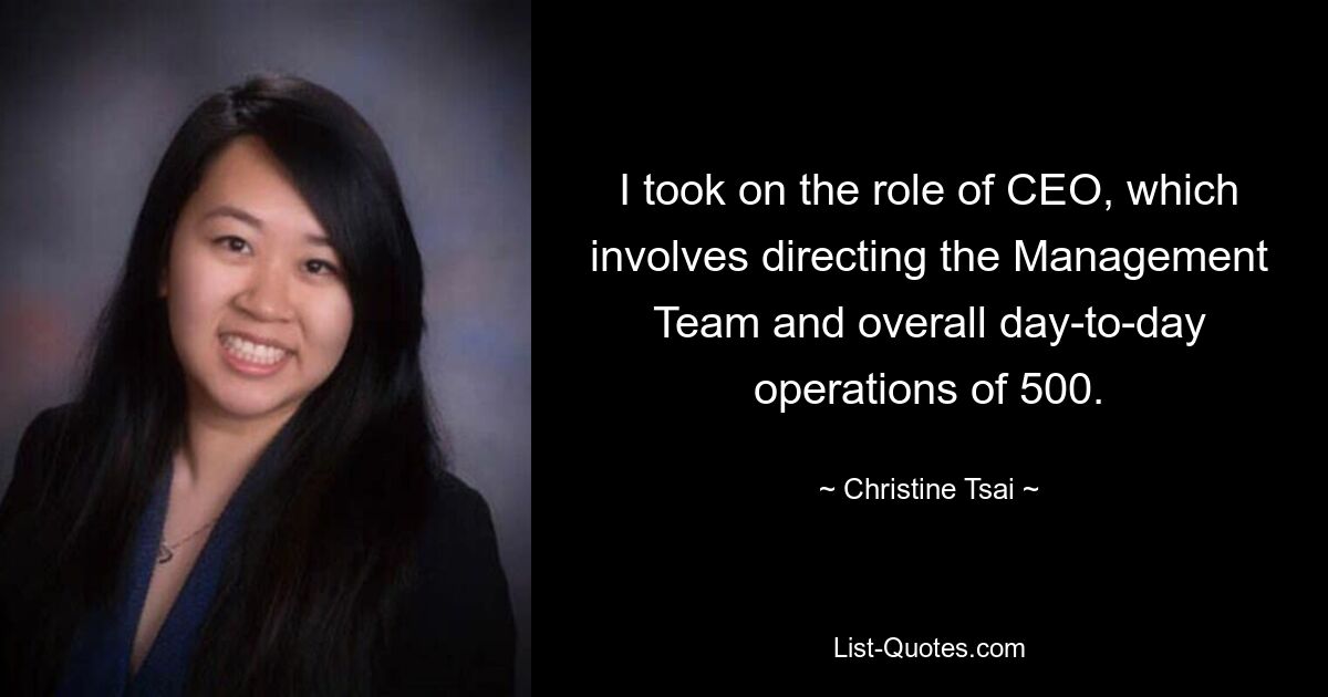 I took on the role of CEO, which involves directing the Management Team and overall day-to-day operations of 500. — © Christine Tsai