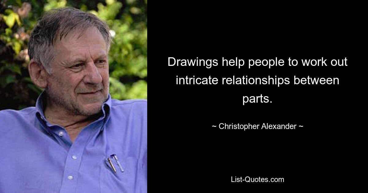 Drawings help people to work out intricate relationships between parts. — © Christopher Alexander