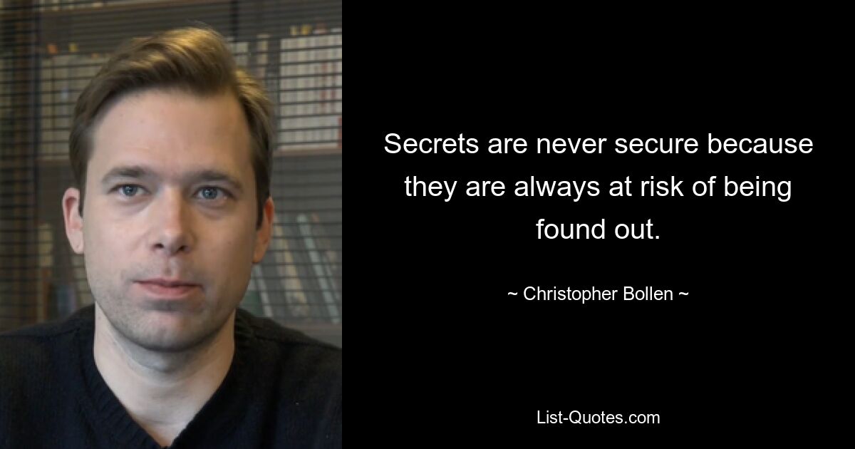 Secrets are never secure because they are always at risk of being found out. — © Christopher Bollen