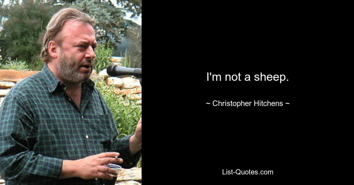 I'm not a sheep. — © Christopher Hitchens