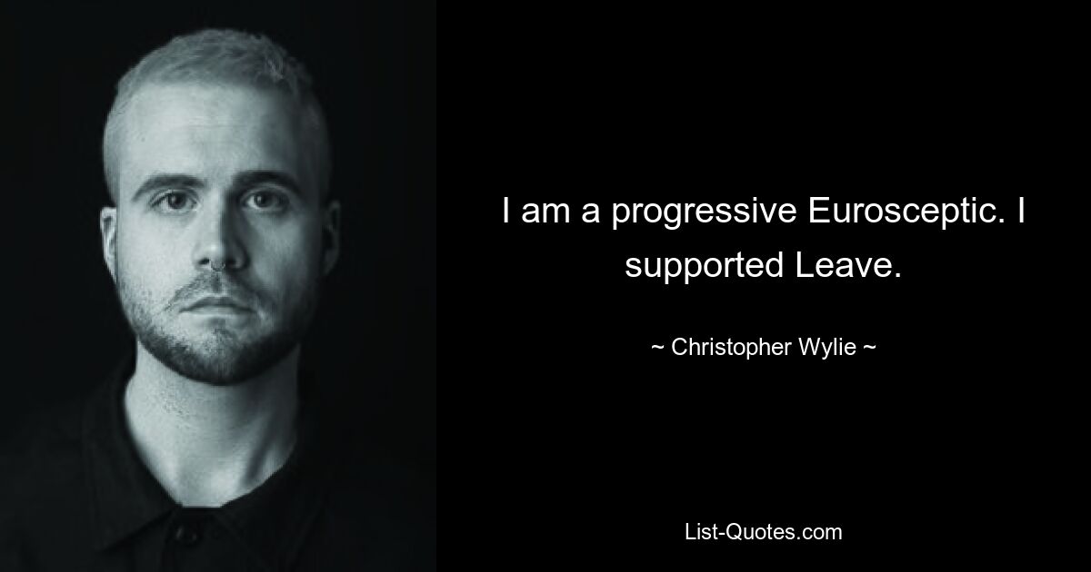 I am a progressive Eurosceptic. I supported Leave. — © Christopher Wylie