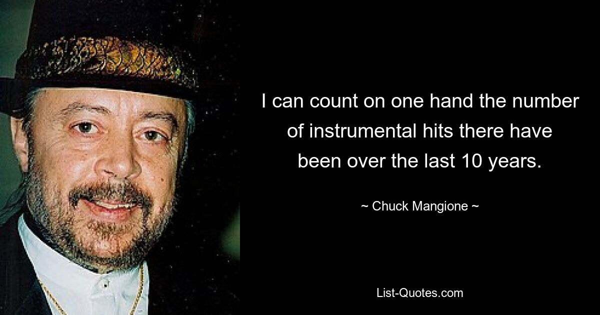 I can count on one hand the number of instrumental hits there have been over the last 10 years. — © Chuck Mangione